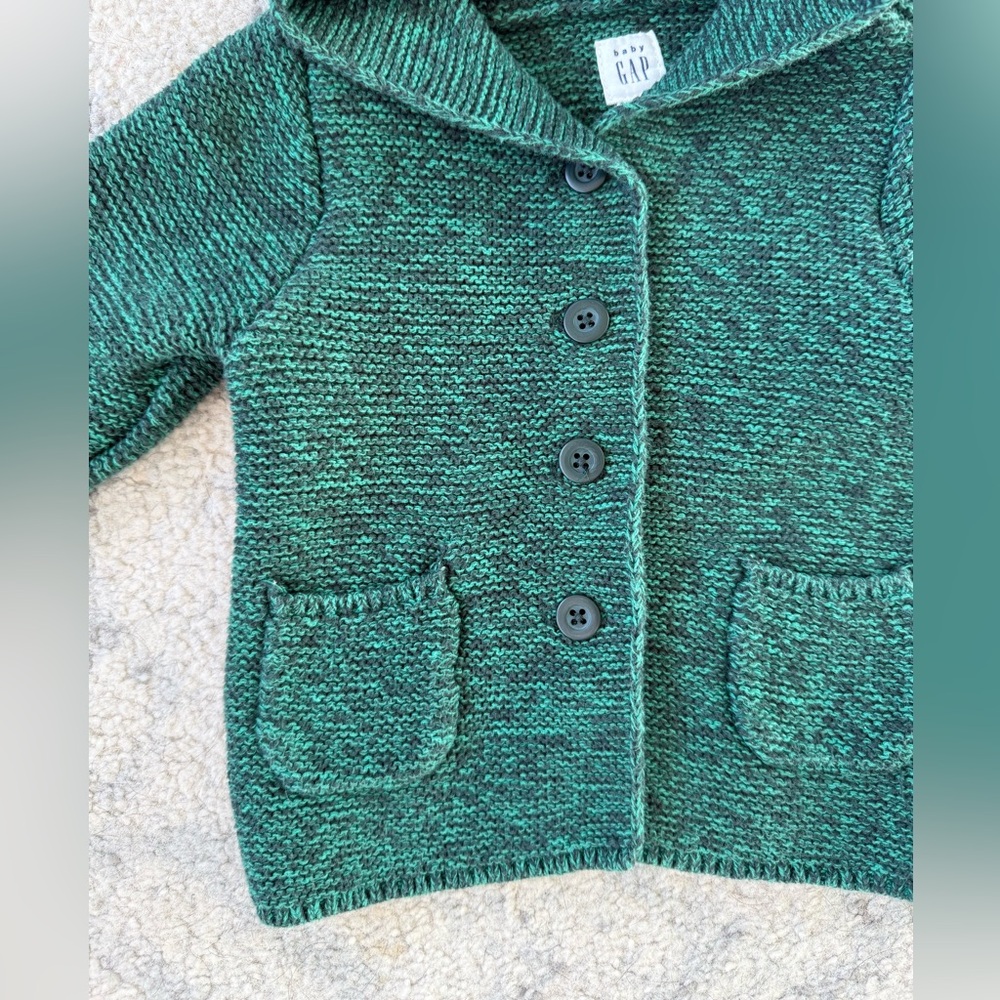 Baby GAP Forest Green Toddler Knit Sweater Size 12 - 18 Months - Picture 3 of 7